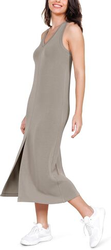 Ododos Modal Soft Front Midi Dress for Women ، V الرقبة بلا أكمام in Kuwait