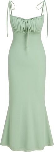 CIDER Women's Summer Floral Maxi Dress Spaghetti Strap Sleeveless Bodycon Ruched Mesh Dresses 2025 Trendy in Saudi Arabia