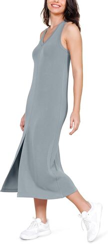 Ododos Modal Soft Front Midi Dress for Women ، V الرقبة بلا أكمام in Kuwait