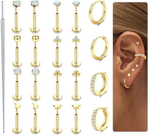 SANFENLYLLY LONDLOWLING SARINGS BACK STRINGS 316L Surgical Steel Cratilage أقراط للنساء للرجال يدفعون في حلقات الأنف أزرار 20G 18G 16G CZ OPAL TRAGUS HELIX CONCH LAP LABRET MEDUSA NOSTRIL MONROE JOWELERGENIC in Kuwait