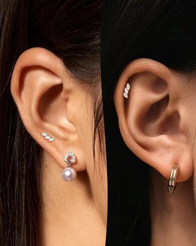 Cocharm Surgical Steel 16g Tragus tragus helix percing Jewelry Leaf Leaf Plat in Kuwait