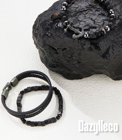 Dazylleco 3 قطعة أساور رجالي مطرزة فضية من الفولاذ المقاوم للصدأ سلسلة سوار للرجال اليدوية مضفر سوار مجموعات مجوهرات هدايا للرجال in Saudi Arabia