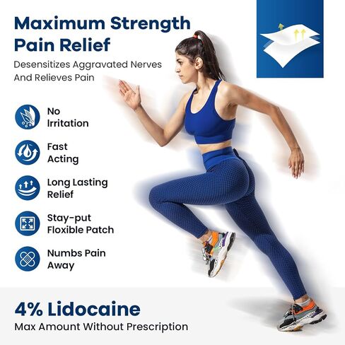 Sumifun 4% Lidocaine Pain Relief Gel Patches-29 Count Patches Numbing Gel Patch for Back, Neck & Shoulder Pain, Numbs Away Pain,Topical Patches with Max-Strength,Topical Analgesic FSA or HSA Eligible in Kuwait