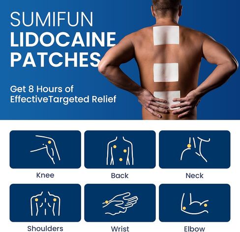 Sumifun 4% Lidocaine Pain Relief Gel Patches-29 Count Patches Numbing Gel Patch for Back, Neck & Shoulder Pain, Numbs Away Pain,Topical Patches with Max-Strength,Topical Analgesic FSA or HSA Eligible in Kuwait
