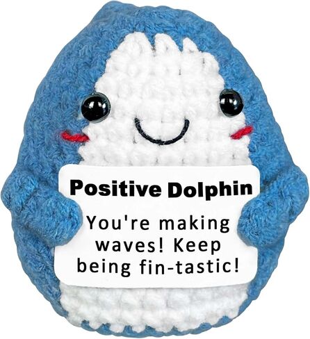Positive Crochet Dolphin Gifts for Women, Cute Dolphin Decor for Home Desk Office Room, Mini Unique Inspirational Motivational Encouragement Gift in Saudi Arabia