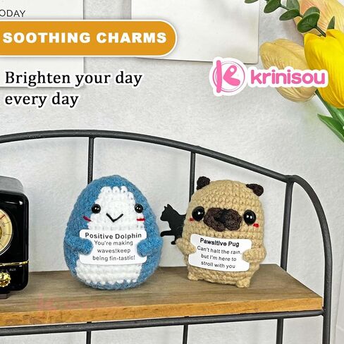 Positive Crochet Dolphin Gifts for Women, Cute Dolphin Decor for Home Desk Office Room, Mini Unique Inspirational Motivational Encouragement Gift in Saudi Arabia