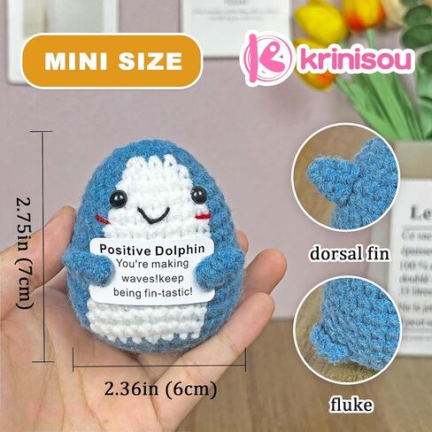 Positive Crochet Dolphin Gifts for Women, Cute Dolphin Decor for Home Desk Office Room, Mini Unique Inspirational Motivational Encouragement Gift in Saudi Arabia