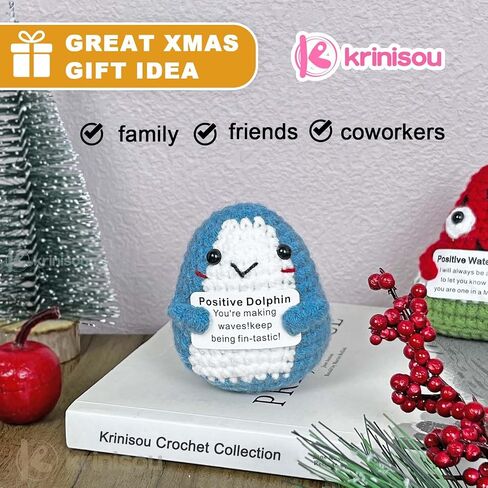 Positive Crochet Dolphin Gifts for Women, Cute Dolphin Decor for Home Desk Office Room, Mini Unique Inspirational Motivational Encouragement Gift in Saudi Arabia