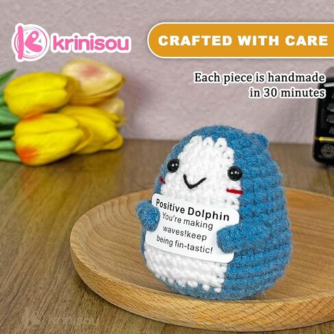 Positive Crochet Dolphin Gifts for Women, Cute Dolphin Decor for Home Desk Office Room, Mini Unique Inspirational Motivational Encouragement Gift in Saudi Arabia
