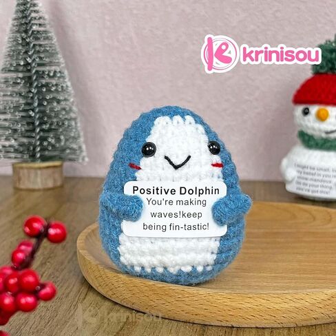 Positive Crochet Dolphin Gifts for Women, Cute Dolphin Decor for Home Desk Office Room, Mini Unique Inspirational Motivational Encouragement Gift in Saudi Arabia