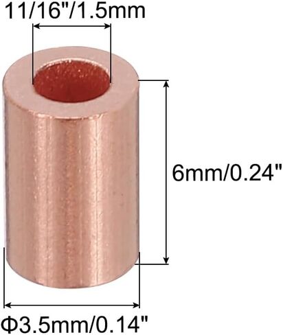 PATIKIL 5/64"/ 2mm Wire Rope Stop Sleeve, 50 Pack Copper Crimping Loop Sleeve End for Wire Rope Cable Ferrule, Gold Tone in Saudi Arabia