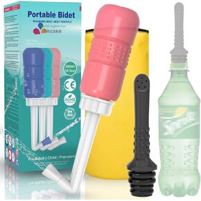 2PCS-Pack 300ml Travel Bidet Bottle Blue+ Black Backpacking Bidet Camping Bidet,Portable Bidet , 10.6oz Peri Bottle - Postpartum and Perineal Care