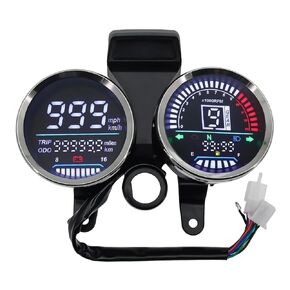 Motorcycle Speedometer, Digital Tachometer Intended for GN 125, Odometer RPM Gauge for Motorcycle Dashboard with Quick Connectors and Bracket, Plug & Play