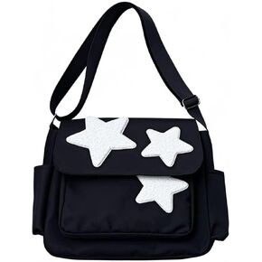 Y2K Messenger Bag for Women, Lightweight Spacious Stars Tote Purse with Cute Coin Purse, Crossbody Shoulder Bag,everyday bag