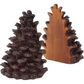 نهايات كتاب الراتنج على شكل Pinecone ، ديكور المقصورة الريفية ، والمحجدات الزخرفية للمنزل والمكتب والمكتبة ، مجموعة من 2