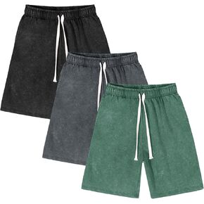 Flygo Men's 3 Pack Shorts Athletic Sweat Shorts Acid Cotton Cotton Cotton مرنة مرنة الصالة الرياضية السراويل الصال
