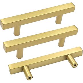 goldenwarm 3in Gold Drawer Pulls Brushed Brass Cabinet Pulls 15 Pack - LS1212GD76 Gold Drawer Knobs Kitchen Hardware Bathroom Cabinet Knobs Door Handle 5in(128mm) Overall Length