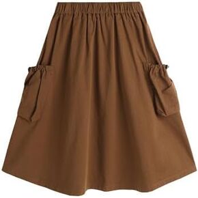 Girls Elastic Waist Skirt Mini Skirt Stretch Waist Casual Flared Plain Pleated Skater Skirt
