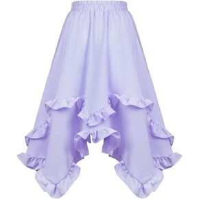 WELAKEN Girls Long Skirts Elastic Waist Flowy Ruffle Maxi Skirt with Pockets