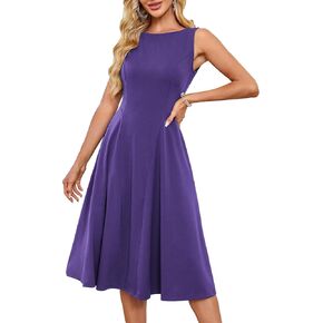 GRACE KARIN Women's Sleeveless Cocktail Party Dress 2025 Wedding Guest Vintage A Line Midi Dresses with Pockets