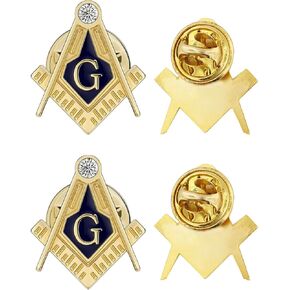 Masonic Lapel Pins for Men - 2PCS Freemason G Letter Zinc Alloy Brooch Set, Classic Masonic Pin Badge for Suit, Elegant Freemason Accessories for Members, Ceremonial Wear, Gifts