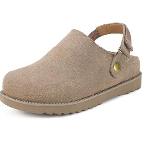 ZUSERIS Kids Clogs Girls Platform Slippers with Adjustable Back Strap Boys Slip On Suede Clog Slippers Cute Unisex-Child Leather Mules for Indoor and Outdoor
