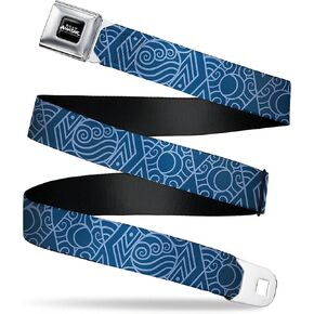 Nickelodeon Belt, Seatbelt Buckle Belt, Avatar Last Airbender Water Element Symbol Blues, Adjustable