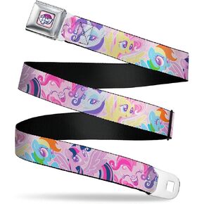 My Little Pony Belt, Seatbelt Buckle Belt, My Litlle Pony Five Pony Poses Pink, Adjustable