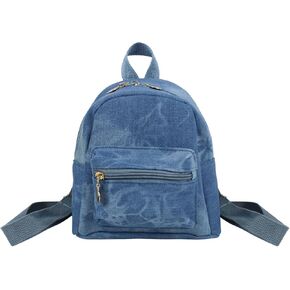 Mini Backpack Purse, Denim Women's Retro Small Backpack for Girls (Blue)