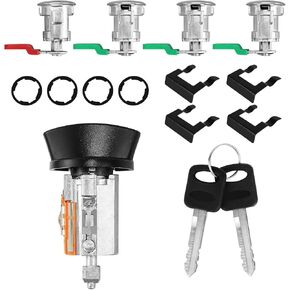 لصالح 1997-2006 فورد إيكونولين ، E-150 E-250 E-350 Vans Switch Switch Lock Cylinder +4 chrome door lock pumbler مجموعة مع 4 مقاطع مع 2 مفاتيح LC6177+703369 x4+597638 x2 (بدون رقاقة)