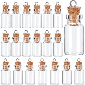 20Pcs Small Glass Bottles with Cork 1ml Empty Spell Jars Mini Potion Bottles Tiny Wishing Container for DIY Crafts Wedding Chrismas Decoration