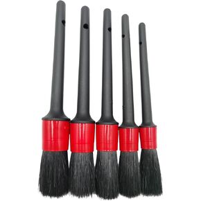 Car Detailing Brush Set of 5 - Soft Boar Hair, Car Wash Brush, Wheel Cleaner Brush, Car Dust Brush, Car Interior Leather Seat and Vent Brush, Car Detailing Kit