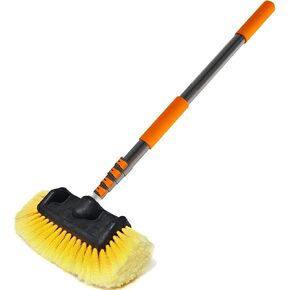 12FT Car Wash Brush with Long Handle, Car Cleaning Brush with 12 Inch Soft Bristle, Solar Panels Cleaner with Telescoping Pole for RV, Truck, Boat, House Siding