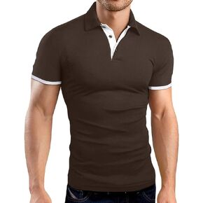 KUYIGO Men's Short Sleeve Polo Shirts Casual Slim Fit Basic Designed Cotton Shirt Tops