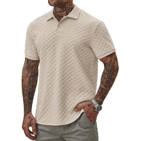 Men Textured Polo Shirts Casual Summer Short Sleeve Poloshirt (S-XXL) in Kuwait