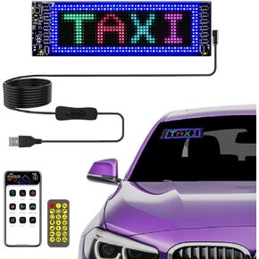 Led Sign for Car Windshield, Programmable LED Scrolling Flexible Screen Digital Display, APP Control, Advertising LED Sign with Remote, DIY Pattern Animation (Black, 3"x7")