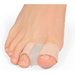 4 PCS Toe Spacers Separators, Wicking& Breathable Fabric Bunion Corrector with Gel Lining for Bunion Pain Relief and Overlapping Toe, Gel Bunion Corrector with Double Loops