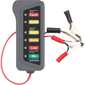 12V Car Battery Alternator Tester with 6 LED Indicator, Automotive Battery Analyzer Car Load Tester Indicator for Checking Vehicle Battery Condition & Alternator Charging System