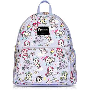 Tokidoki Mini Backpack Purse,Cute Backpack Bags for Women PU Leather, Double Strap Shoulder Bag with Epoxy Filled Metal,Black