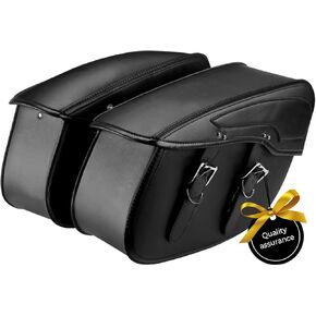 Kemimoto الجلود الاصطناعية للدراجة النارية السرج من أجل Glide Electra Glide Touring Model ، Universal 34L ، Black