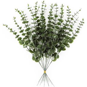 50pcs أوراق الأوكالبتوس محاكاة النباتات الخضراء ، مركز الزفاف في مكتب مكتب الزهور ، زهرة الزهور ، ترتيب زهرة المزهرية DIY (أوراق الفضة الدولار الأوكالبتوس)
