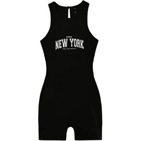 خطاب Wdirara للسيدات طباعة مقطوعة في الظهر Crewneckless Unitard Unitard Rompers