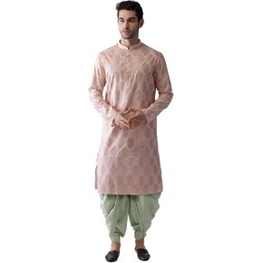 مجموعة القطن المطبوعة للرجال Kurta & Dhoti - التآكل الهندي العرقي لحفلات الزفاف والمهرجانات