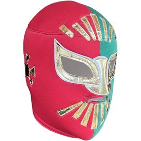 Escobar Mistico Red/Green Mexican Lucha Liber Mask ، البالغ ، حجم واحد يناسب أكثر