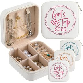 6 Pcs Girls Trip Gifts Favors Jewelry Organizer with Pattern Birthday Gifts for Women Bestie Bride Wedding Anniversary for Mom Wife Girls Weekend Summer Holiday Travel(Girls Trip)