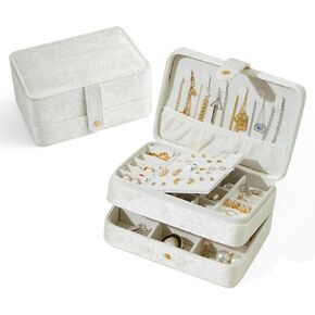 Jewelry Box for Women and Girls, PU Leather Made Jewelry Organizer, 3 Layers Jewelry Storage for Rings, Earings, Necklaces, Bracelets, Valentines Day Gifts (Green+Small)
