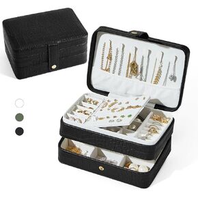 Jewelry Box for Women and Girls, PU Leather Made Jewelry Organizer, 3 Layers Jewelry Storage for Rings, Earings, Necklaces, Bracelets, Valentines Day Gifts (Green+Small) in Saudi Arabia