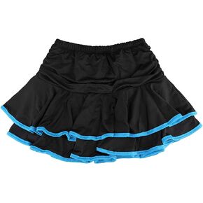Daydance Kids Girl's Latin Dance Skirt for Ballroom Samba Tango Practice with Boy Shorts Black-Blue