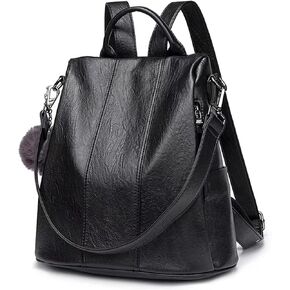 myfriday Vintage Leather Backpack for Women, Soft Rucksack Backpack with Anti-Theft Pocket Convertible Shoulder Handbag (Brown)
