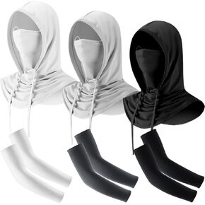 6 Pcs Summer Balaclava and Arm Sleeves Sun Protection Hood Breathable Full Head Mask Face Cover for Men Women Motorcycle